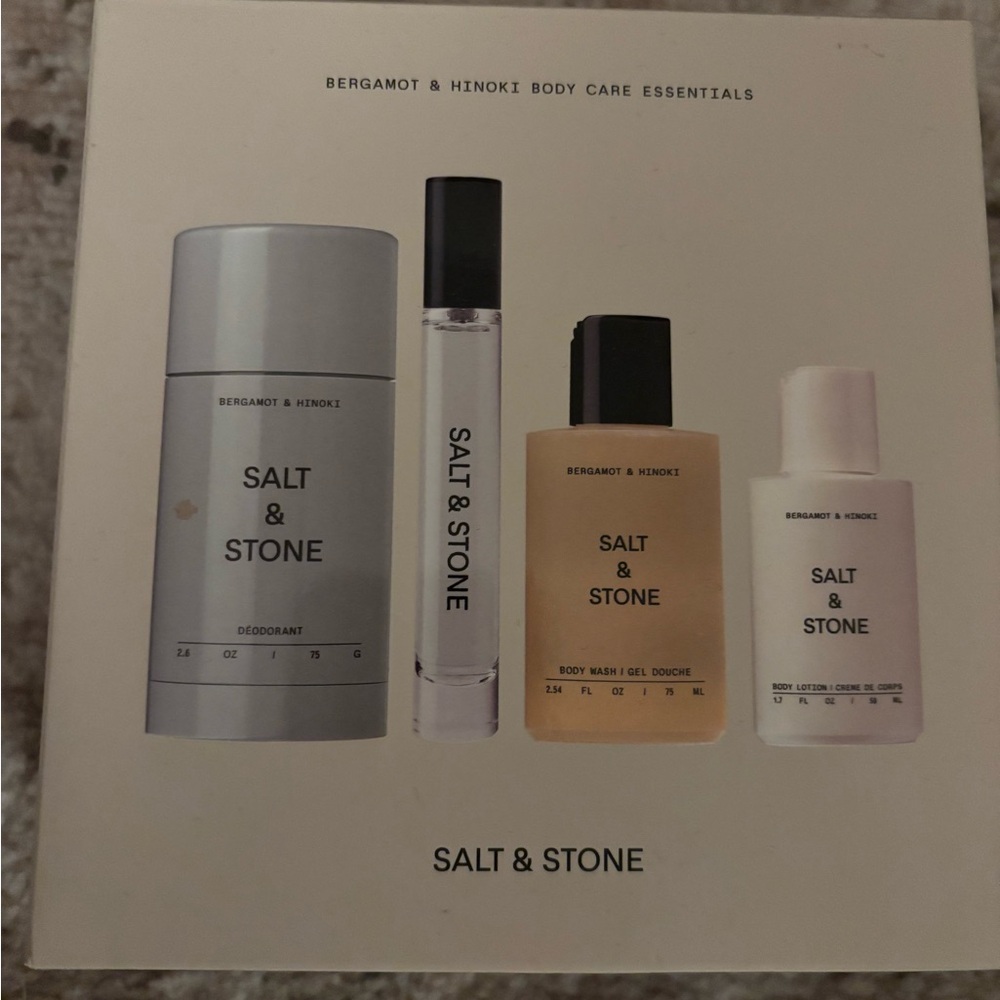 Salt and stone gift set , bergamot and hinoki